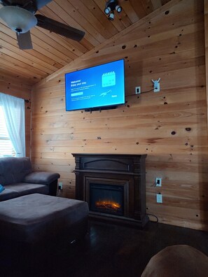 The 55" smart TV allows you to input your departure date so that personal information is deleted.