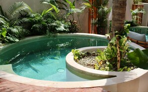 Cooling off. Dive into your tranquil oasis, just steps from your door.