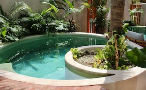 Cooling off. Dive into your tranquil oasis, just steps from your door.