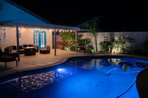 Pool heater is available as an optional amenity for a $100 per day fee per day.