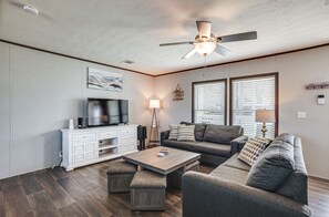 Living Room | Queen Sleeper Sofa | Central Air Conditioning & Heating | Smart TV