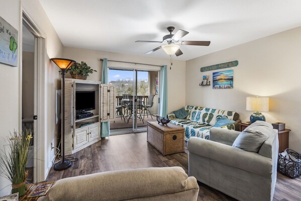 Make lasting memories with loved ones in this inviting condo - gather around the table for a friendly board game competition or snuggle up and enjoy a movie night on the TV in the evenings.