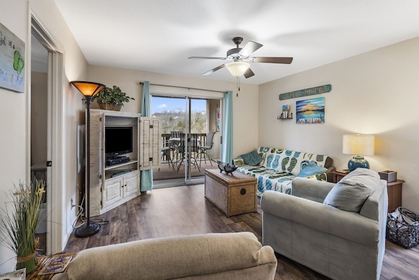 Make lasting memories with loved ones in this inviting condo - gather around the table for a friendly board game competition or snuggle up and enjoy a movie night on the TV in the evenings.
