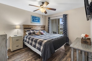 Cozy nights and gentle breezes in this bedroom.