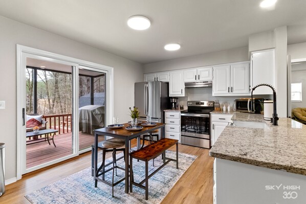 Beautiful kitchen with backyard views!