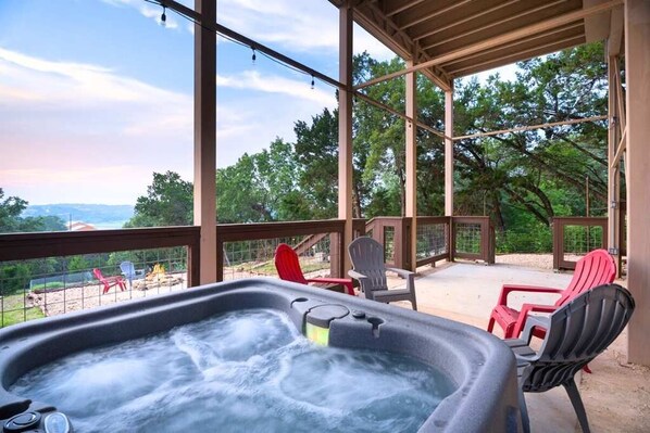 Soak away your worries in our relaxing hot tub. #UltimateRelaxation