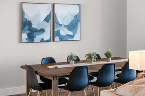 Our dining area is perfect for family meals and gatherings.
