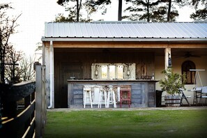 The barn porch...a great spot for afternoon drinks and nighttime stargazing.