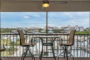 Savor morning coffee with sailboats gliding by, or relish a sunset dinner.