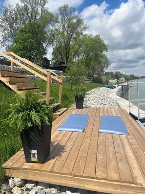 Do yoga or just "be still" and meditate on the lake lounge