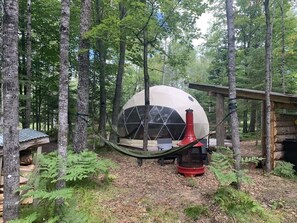 Time to relax in the hammock or the Loll Lollygagger adirondacks