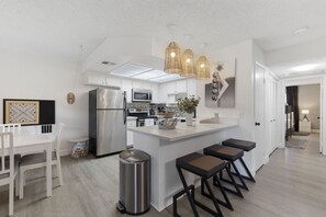 Counter seating keeps the conversation flowing as you cook and eat together