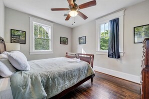 Old style meets modern comforts in this bedroom
