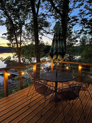 Dining on the deck with a beautiful view 