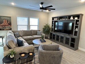 Great Room with 65" SMART TV.