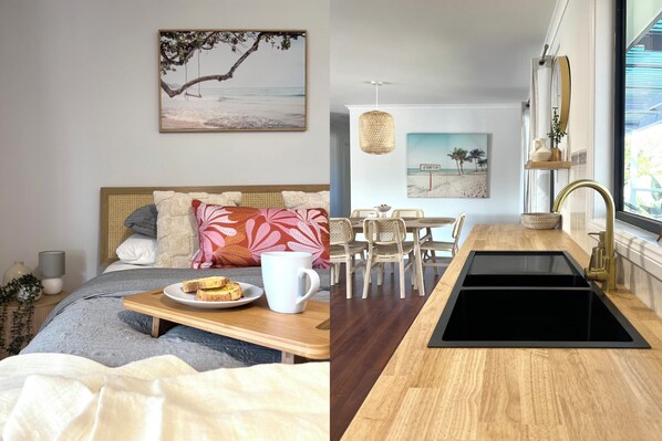 Master Bed and Kitchen