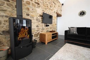 AGA wood burner and tilt and swivel SMART TV