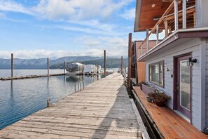 The dock in front of the float home