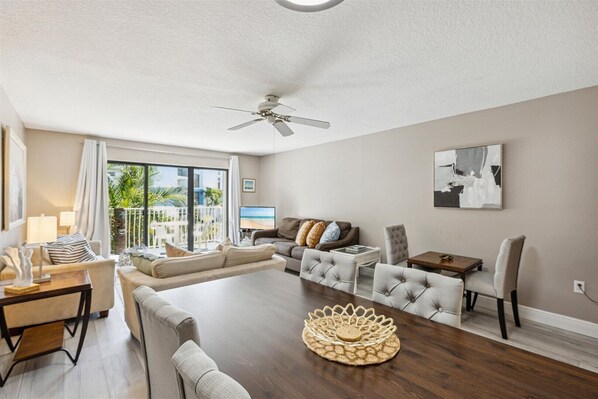 Seamlessly blending indoor and outdoor living, this inviting space offers a beautiful view for you to enjoy.