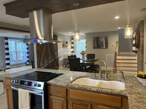 Back of kitchen looking into dining area.