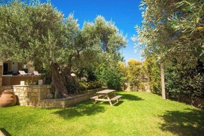 Private Garden – Shaded Area with Mature Trees and Seating

