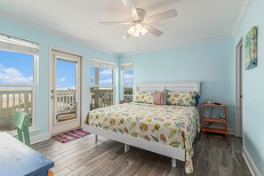 Primary bedroom with King bed and ocean view