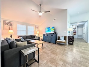Living area with sleep sofa and Smart TV