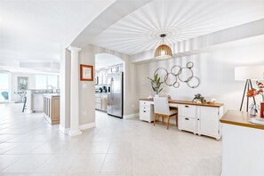 Stay productive in an elegant dedicated workspace, designed for comfort and focus in a stylish setting.