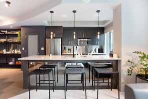 XL Kitchen Island w/ Seating for 3, Adjustable Lighting, Decor & DT Views!