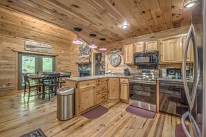Kitchen open to dining room
