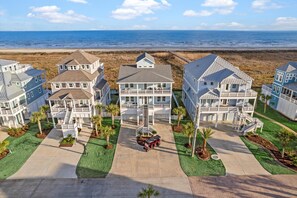Aerial view of beach front house