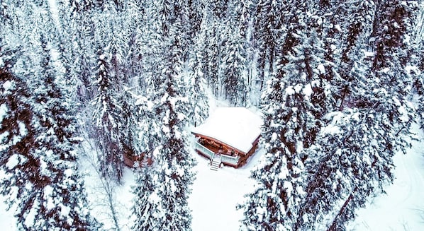 Cabin view in winter
