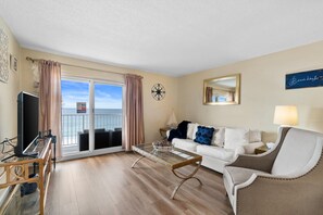 Gulf-Front Living Room with Sleeper Sofa