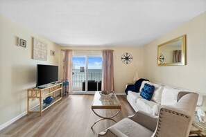 Gulf-Front Living Room with Sleeper Sofa
