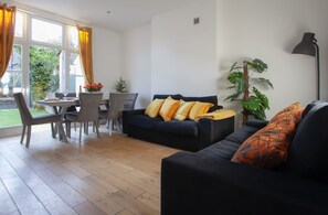 Dining area that leads straight onto the kitchen and the back garden and the open plan living room