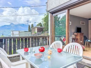 Chair, Balcony, Houseplant, Hardwood, Wood Stain, Kitchen & Dining Room Table, Eco Hotel, Porch, Deck, Flowerpot