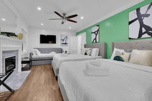 Our master bedroom with three beds offers the ultimate in flexibility and comfort, making it ideal for larger groups or families.