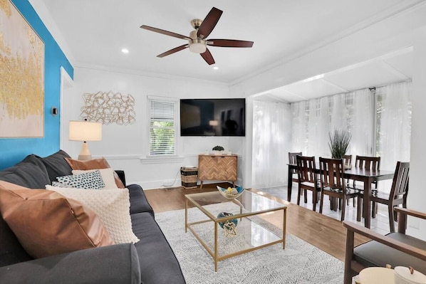 Relax in our nice, cozy living room—a perfect spot for unwinding, enjoying a good book, or sharing laughter with loved ones.