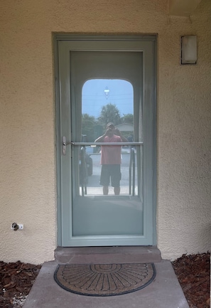Front Storm Door with Pull Down Screen
