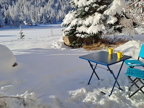 Table, Snow, Daytime, Furniture, Plant, Nature, Natural Environment, Tree, Branch, Slope