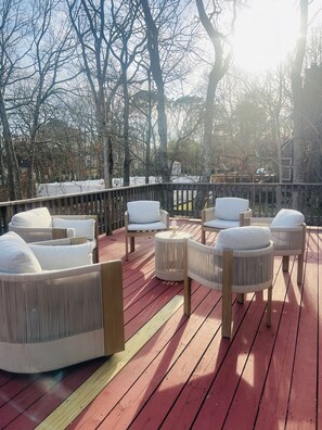 Outdoor furniture outside on the deck from kitchen, seats 12 comfortably