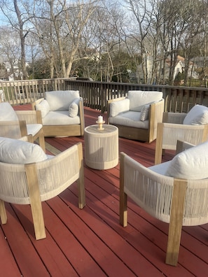Stylish furniture outside with a  heatlamp