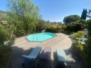 Sky, Plant, Water, Swimming Pool, Azure, Shade, Outdoor Furniture, Grass, Tree, Rectangle