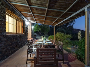 Plant, Property, Wood, Shade, Flowerpot, Interior Design, Porch, Cottage, Window, Outdoor Furniture