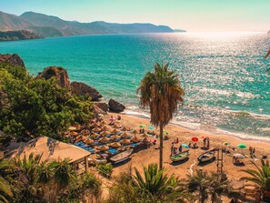 Water, Sky, Plant, Azure, Tree, Natural Landscape, Beach, Vegetation, Mountain