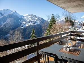 Sky, Mountain, Tree, Building, Wood, Snow, Porch, Shade, Fence, Larch