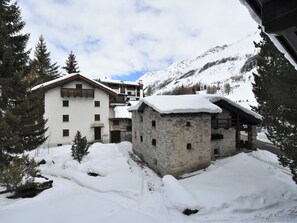 Snow, Sky, Building, Mountain, Window, Cloud, Plant, Tree, Slope, House