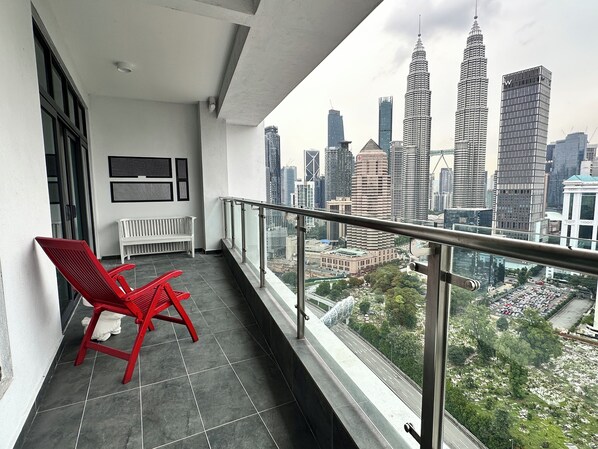 Balcony with view of the KLCC Twin Towers