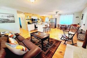 Open living, kitchen & dining