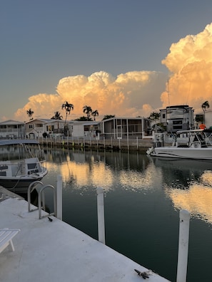 View from patio looking toward end of canal